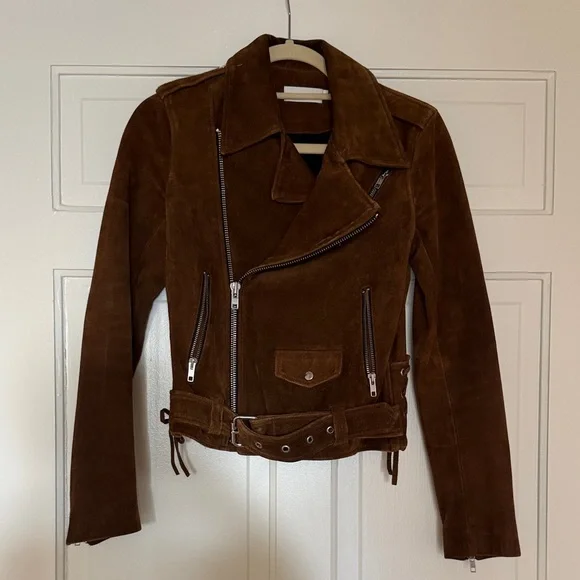 A.L.C. Chestnut Brown Suede Moto Jacket - Picture 4 of 5